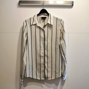 Lumière button up blouse long sleeve striped size S white black